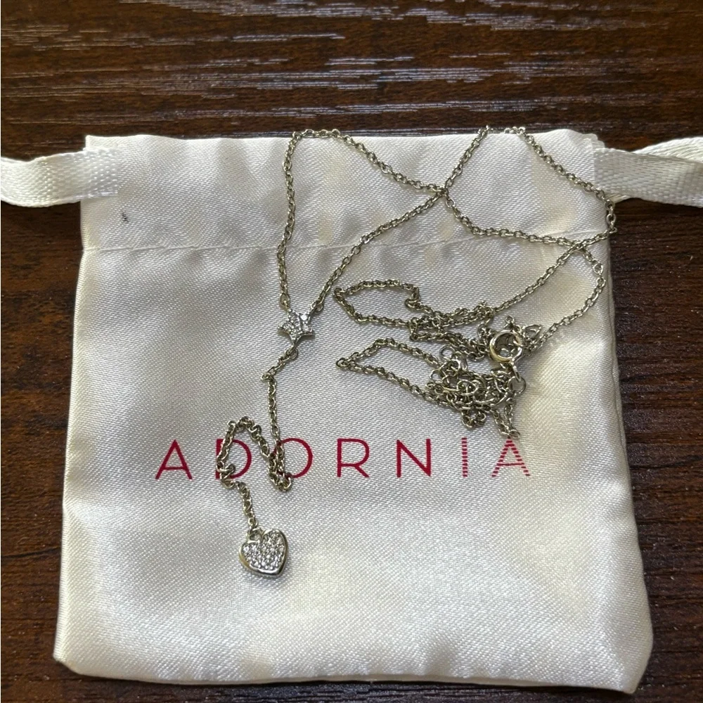 Adornia Rhodium Plated Star & Heart Y-Necklace NWT
